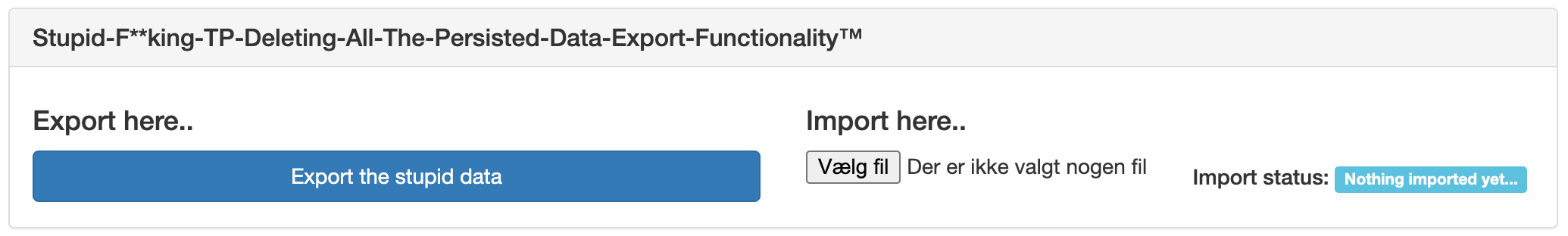 Export and import functionality